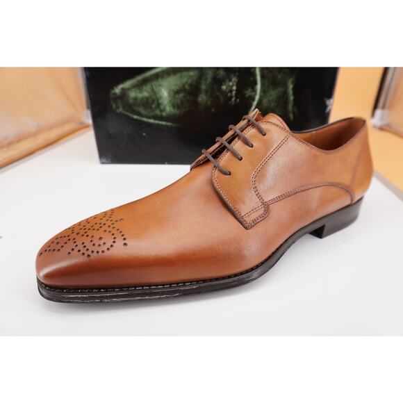 Magnanni Knight Brogue Perforated Toe Oxford Derby Dress Shoe Size 11 Brown $395 - Picture 1 of 11